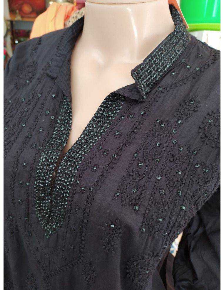 Camisa negra bordada Origen: India