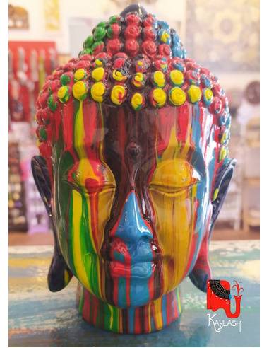Cabeza de Buda multicolor