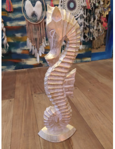 Escultura decorativa Hipocampo Dorado 80cm con base estable para decoración de diseño e interiores - Kaylash.