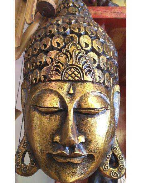 Máscara de Buda tallada en badera y pintada a mano