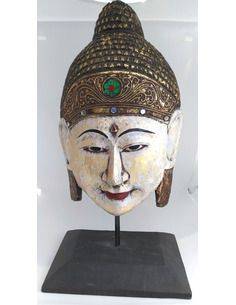 Máscara de buda con base antiq Origen: Indonesia