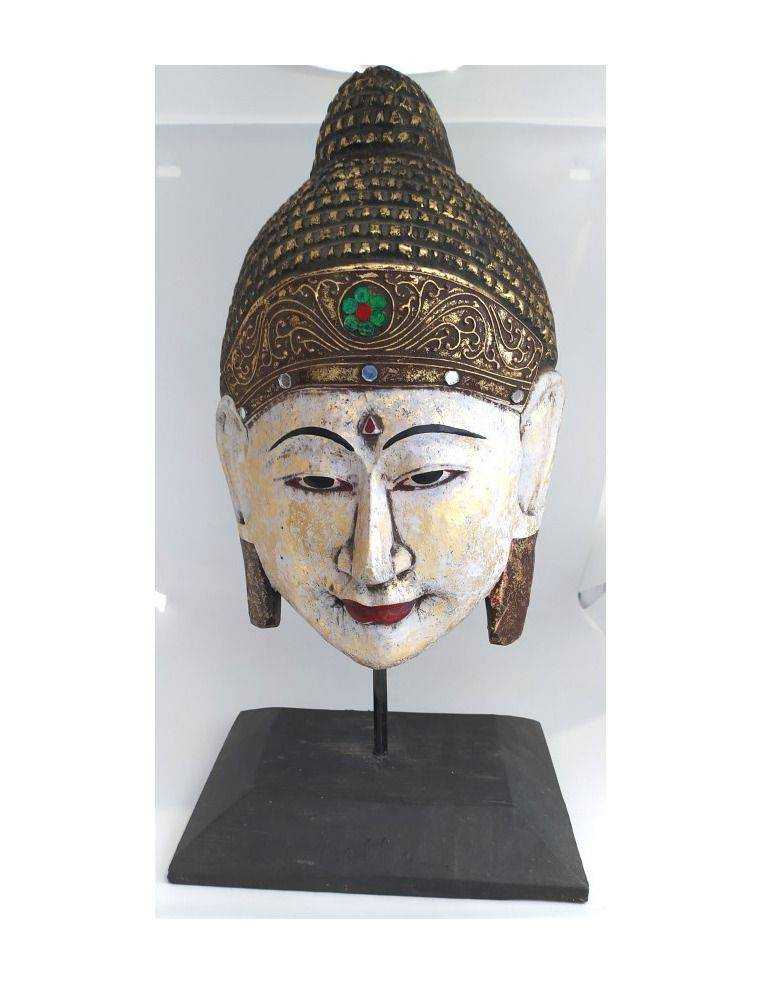Máscara de buda con base antiq Origen: Indonesia