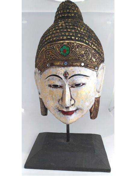 Máscara de buda con base antiq Origen: Indonesia