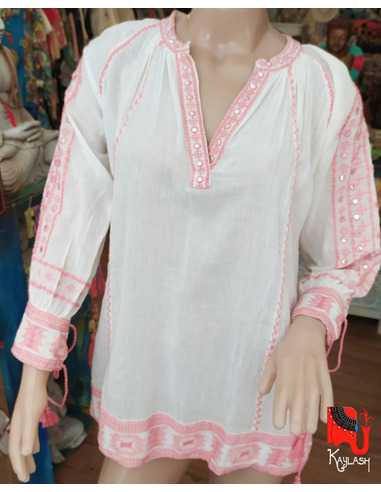Blusa bordada rosa