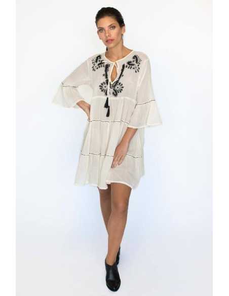 Vestido Bordado Natural