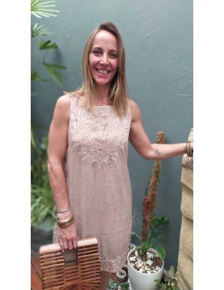 Vestido gasa bordada Vars