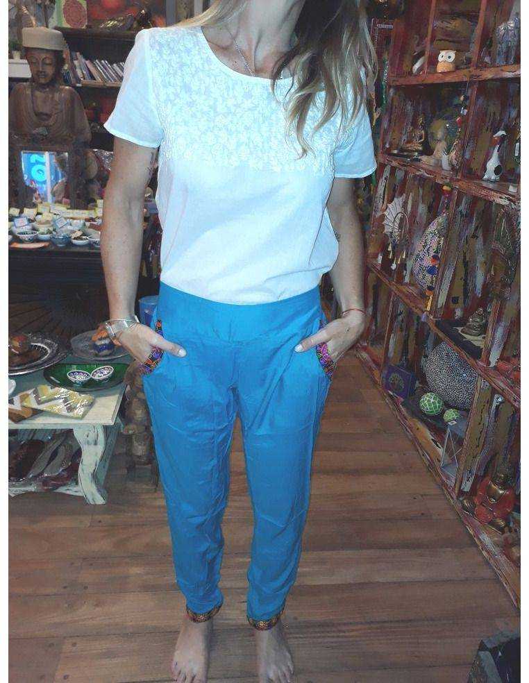 Pantalón bolsillo bordado Origen: India