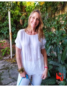 Camisola Blanca flores