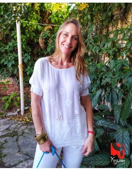 Camisola Blanca flores