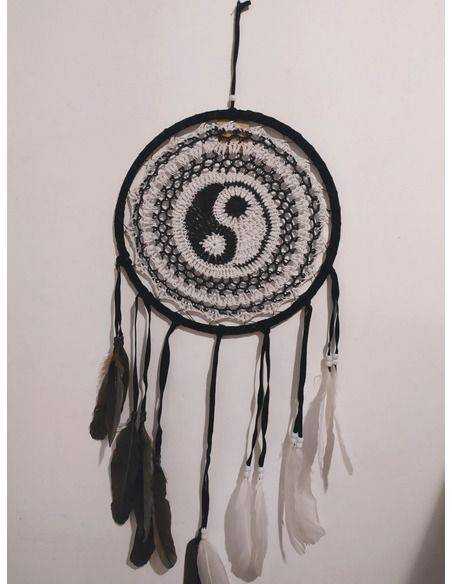 Atrapasueños Yin-Yang de Crochet Atrapasueños Yin-Yang de Crochet